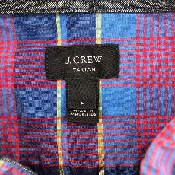 J. Crew Button Down Shirt Mens Large Tartan Plaid Long Sleeve Cotton - Picture 6 of 16